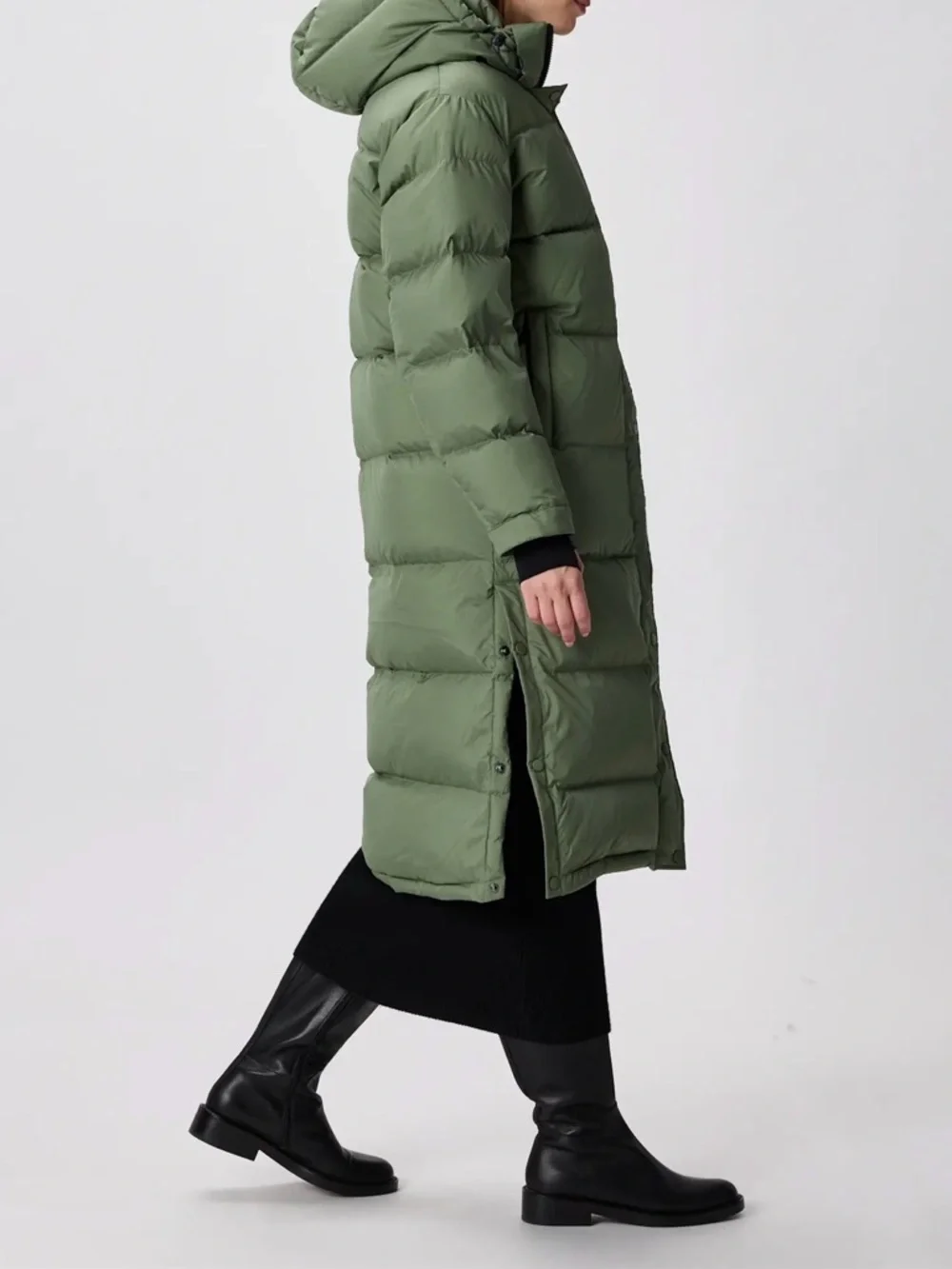 Quince Responsible Down Long Puffer Jacket Sea Spray Green Size Small - Picture 2 of 15